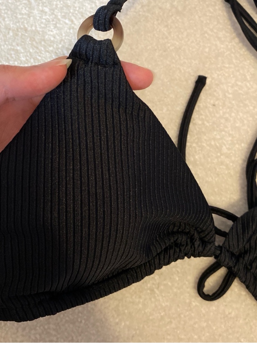 Black Ribbed Bikini Top - Picture 2 of 5